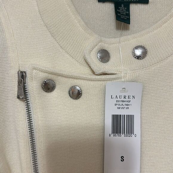 NWT Lauren Ralph Lauren Slant Zip Sweater Jacket - Picture 2 of 6